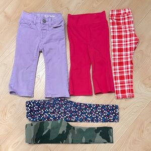 Baby Gap Toddler Girl Purple Flare Jeans 24M, Crewcuts Pink Flare Pants 2T